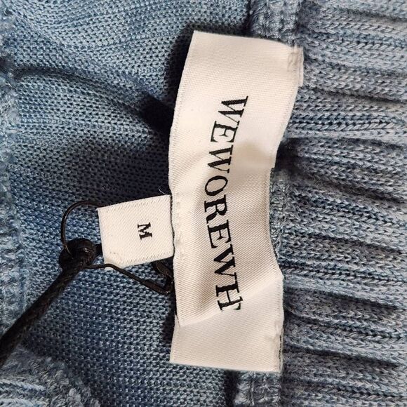 WeWoreWhat Blue Halter Crop Top Size Medium NWT Tie Neck Halter Top - Picture 9 of 11